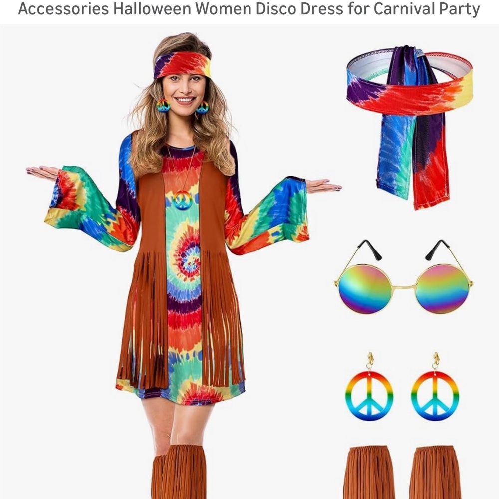 Colorful Tie-Dye Hiipe Dress with Accessories